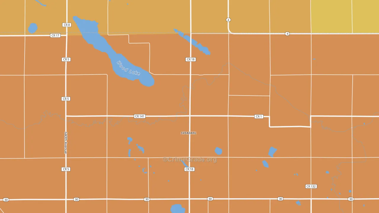 Sveadahl, MN Map of Robbery Rates