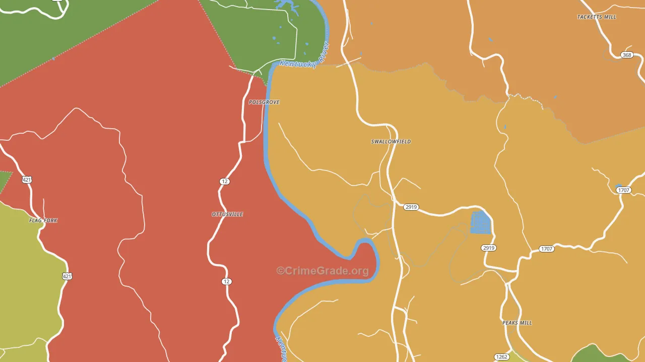Swallowfield, KY Map of Robbery Rates