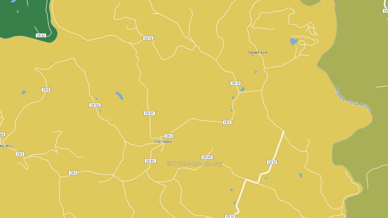 Swamp Run, WV Map of Robbery Rates