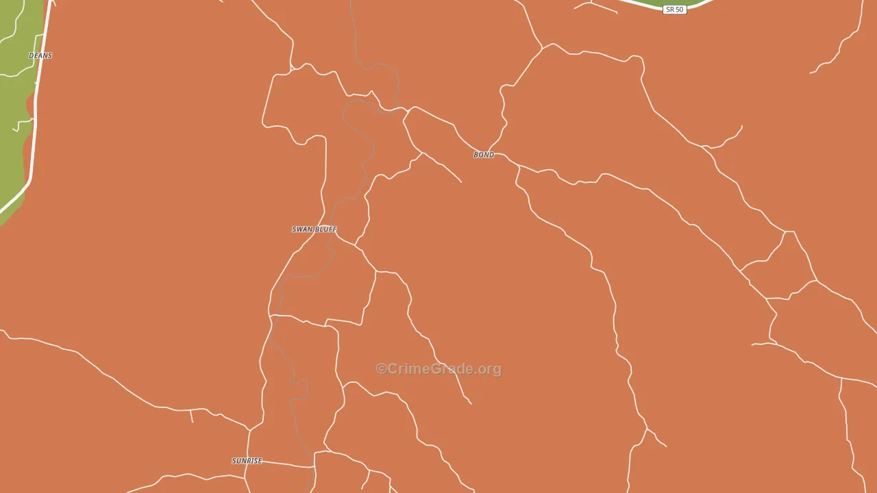 Swan Bluff, TN Map of Robbery Rates