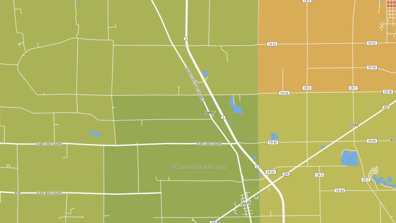 Swan, IN Map of Robbery Rates