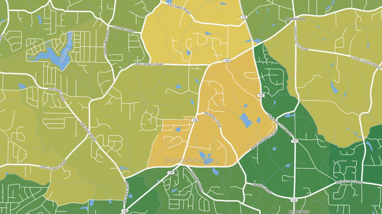 Swan Lake, GA Map of Robbery Rates