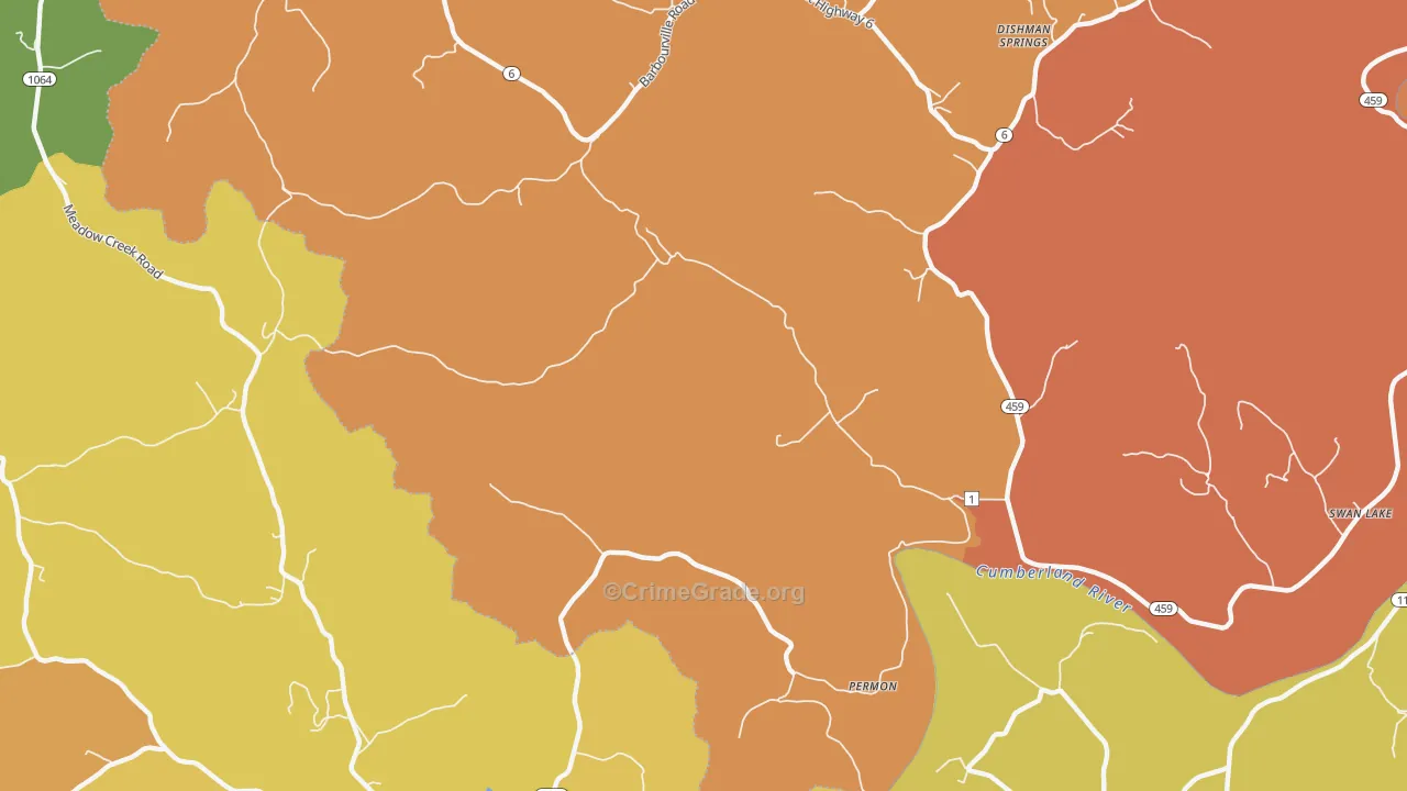 Swan Lake, KY Map of Robbery Rates
