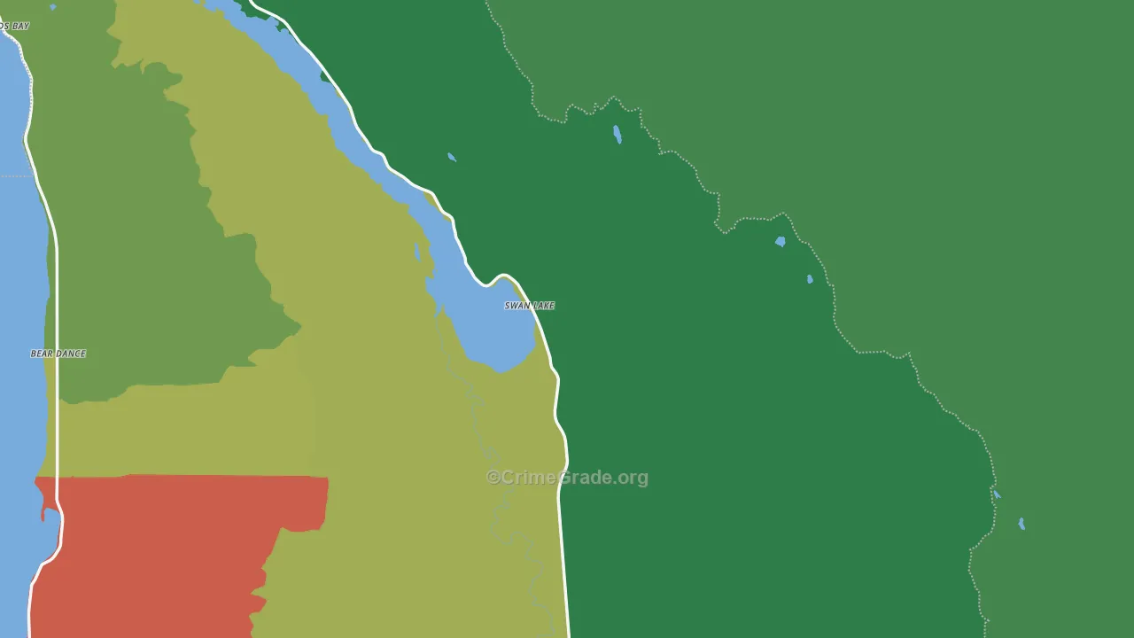 Swan Lake, MT Map of Robbery Rates