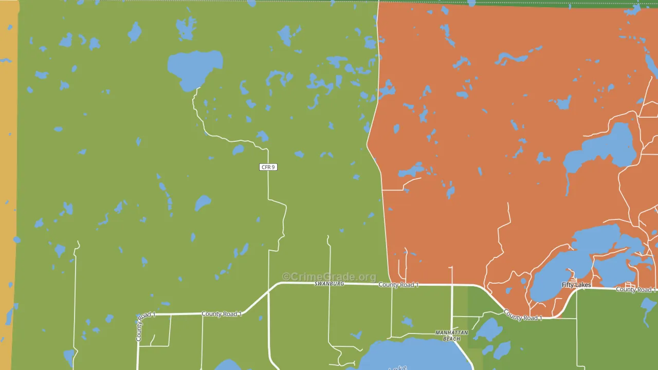 Swanburg, MN Map of Robbery Rates