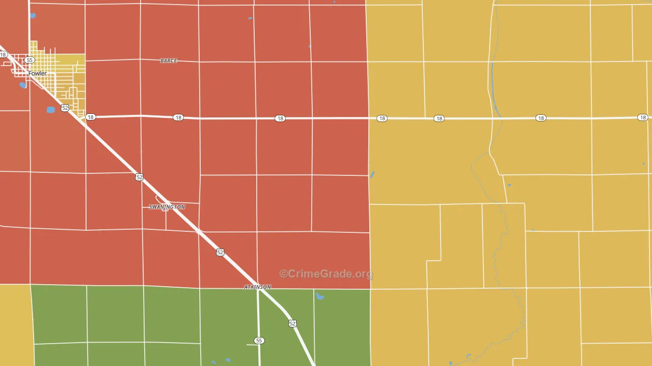Swanington, IN Map of Robbery Rates