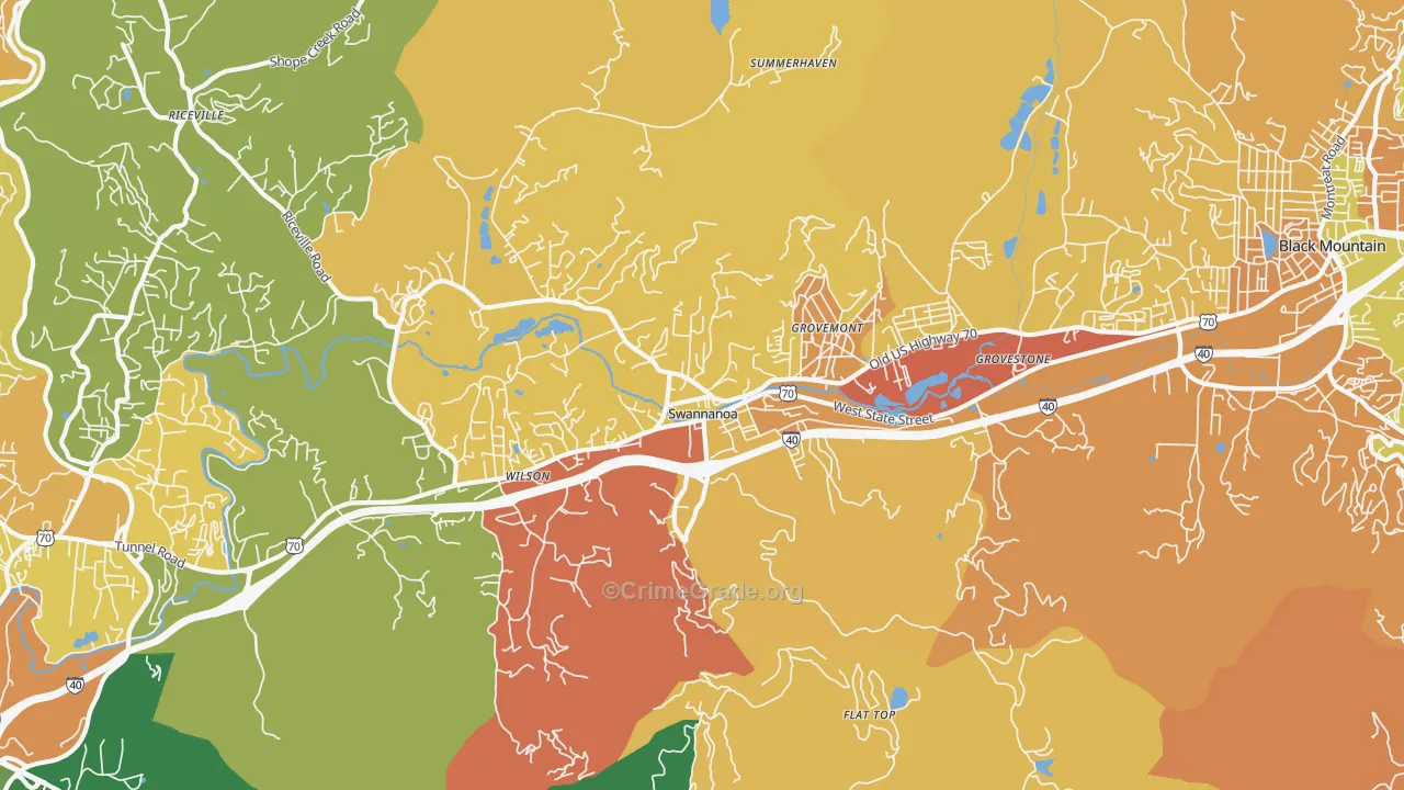 Swannanoa, NC Map of Robbery Rates