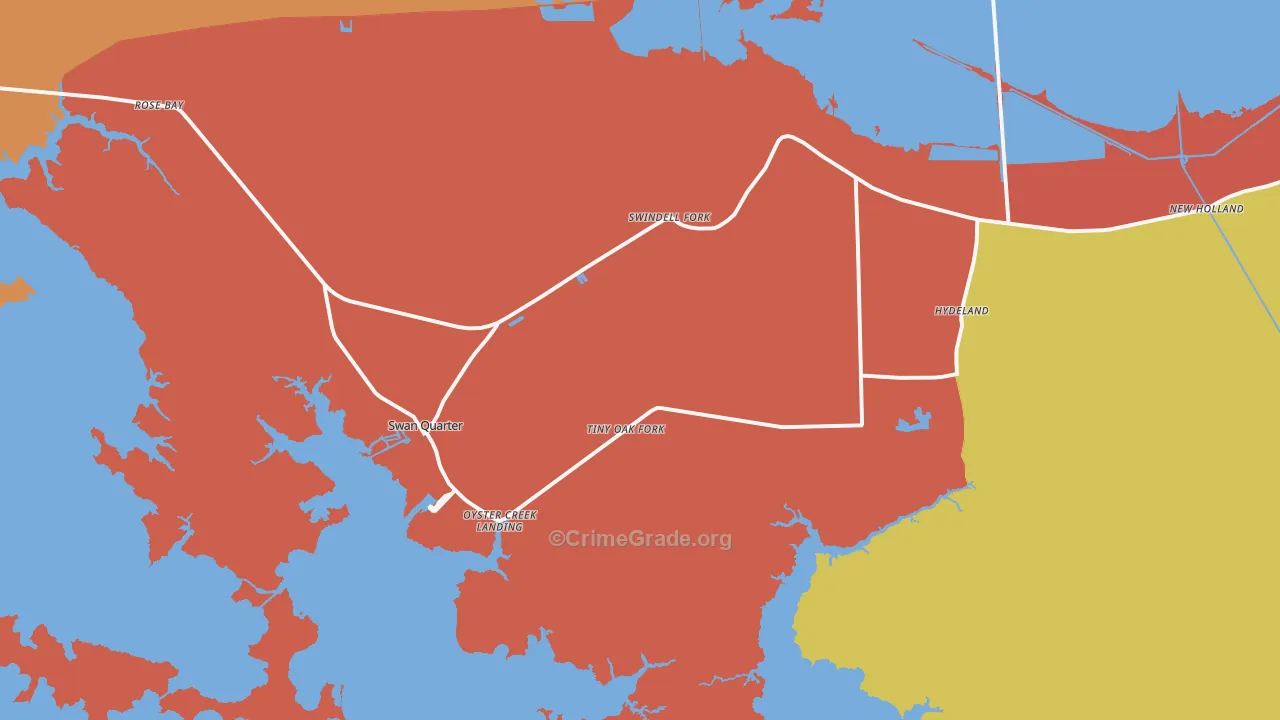 Swanquarter, NC Map of Robbery Rates
