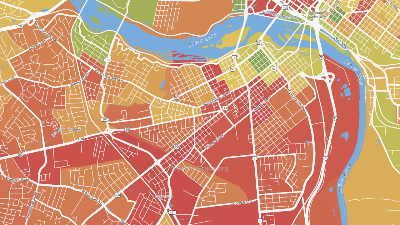Swansboro, Richmond, VA Map of Robbery Rates