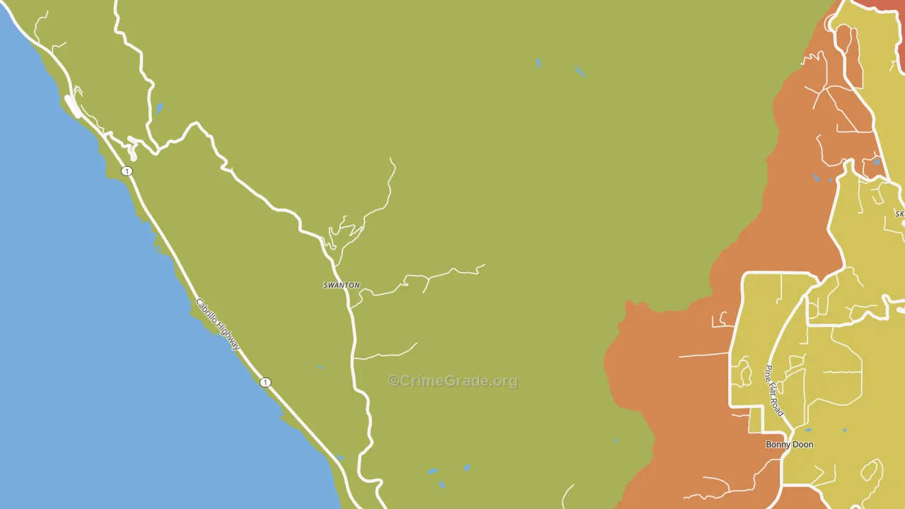 Swanton, CA Map of Robbery Rates