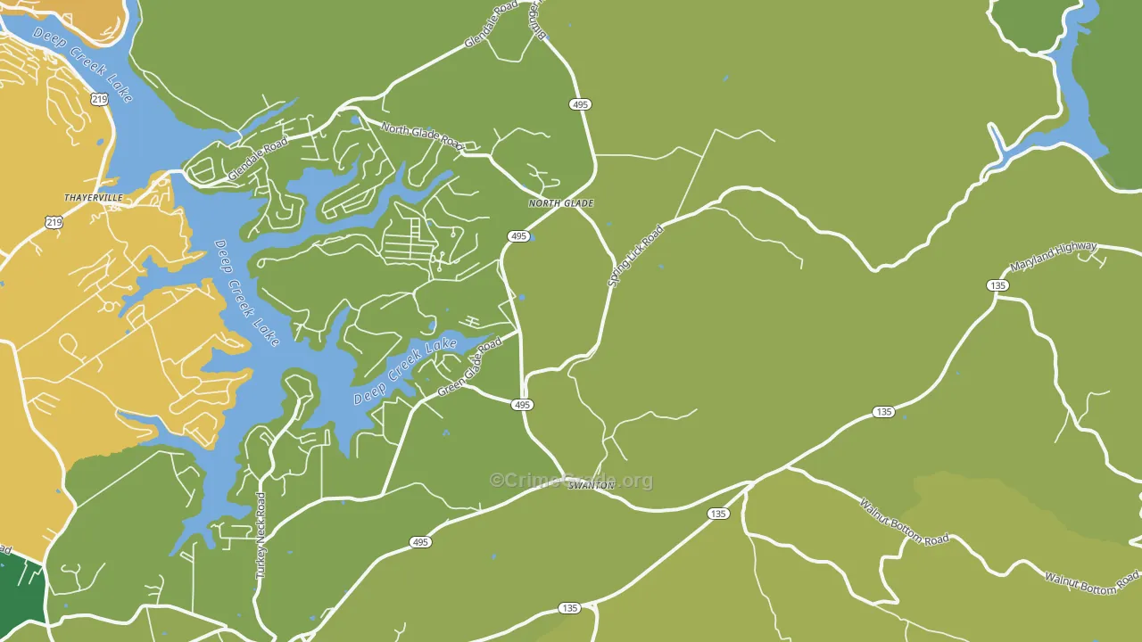 Swanton, MD Map of Robbery Rates