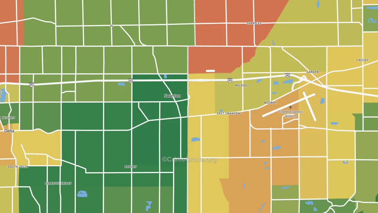 Swanton, OH Map of Robbery Rates