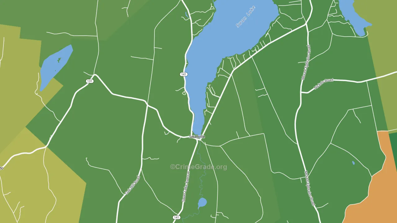 Swanville, ME Map of Robbery Rates