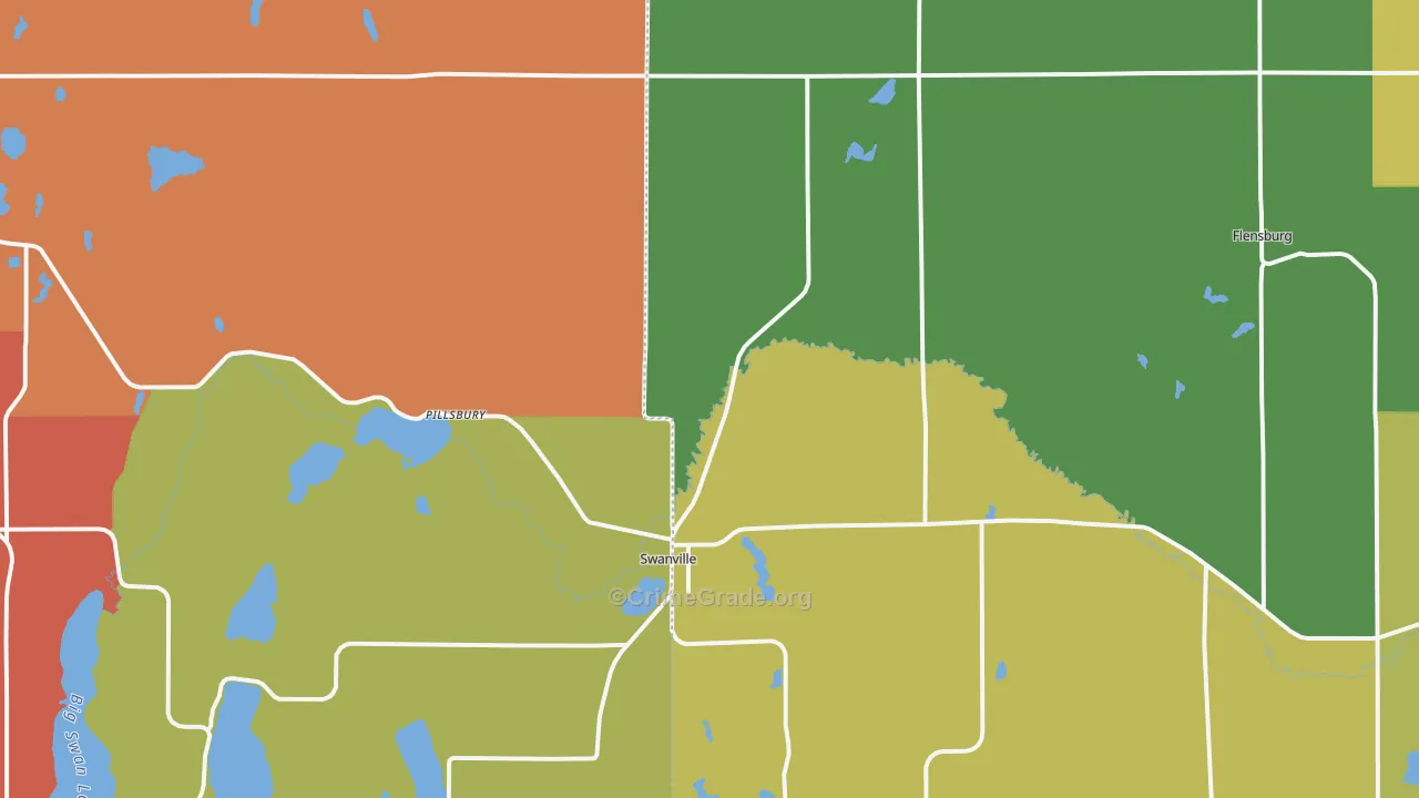 Swanville, MN Map of Robbery Rates