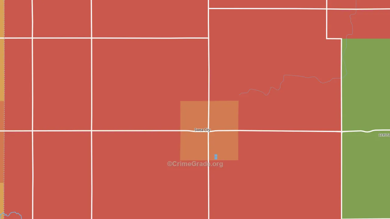 Swea City, IA Map of Robbery Rates