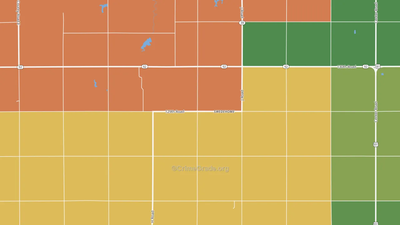 Swedehome, NE Map of Robbery Rates