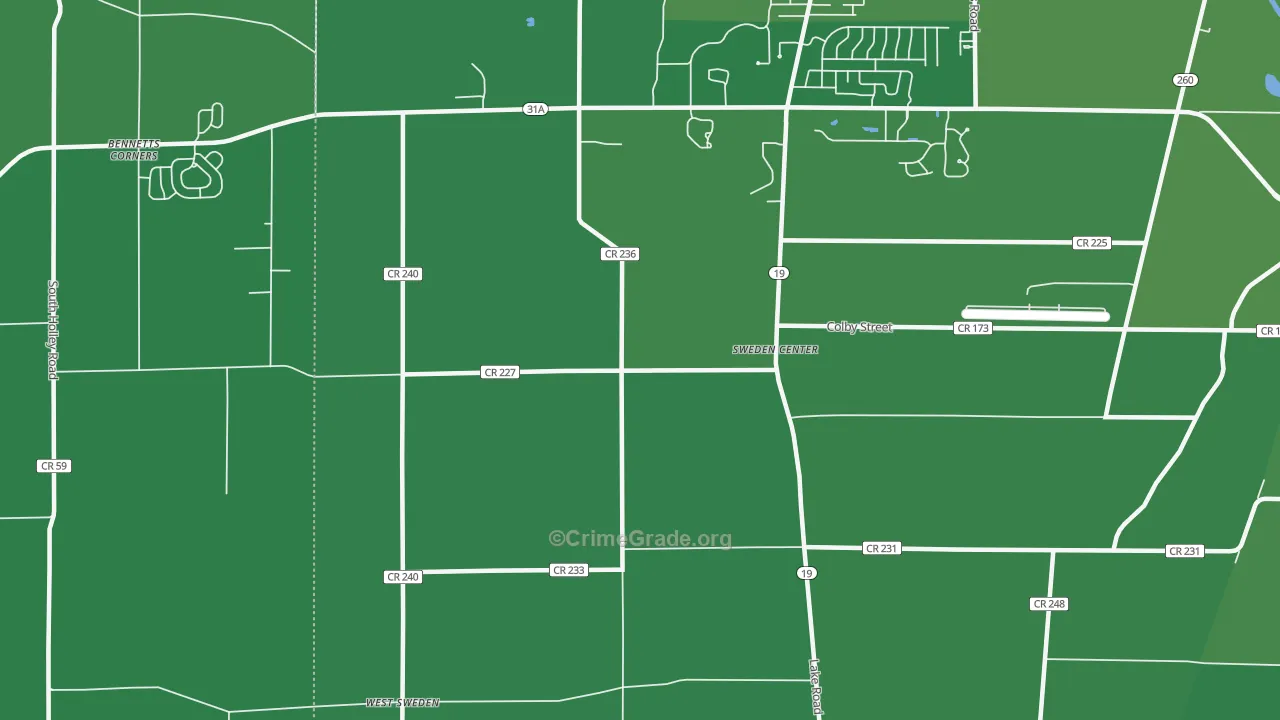 Sweden Center, NY Map of Robbery Rates