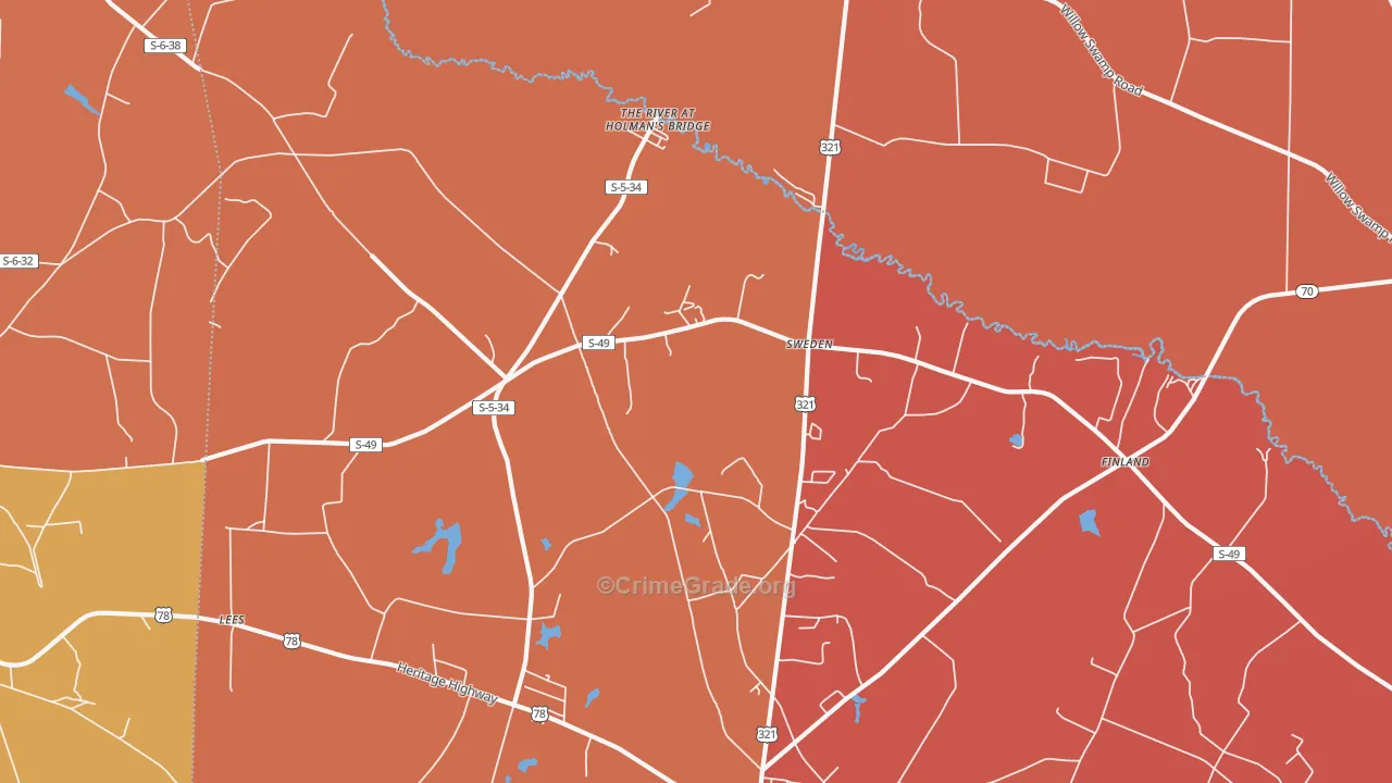 Sweden, SC Map of Robbery Rates