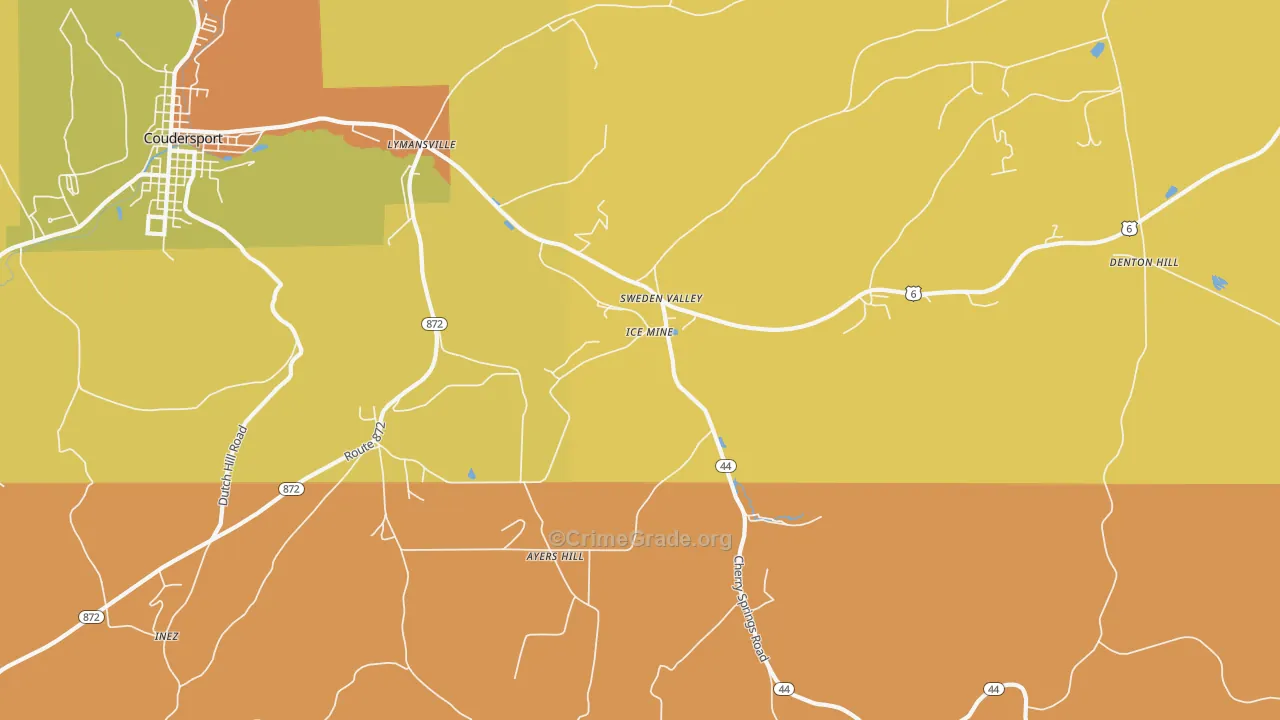 Sweden Valley, PA Map of Robbery Rates