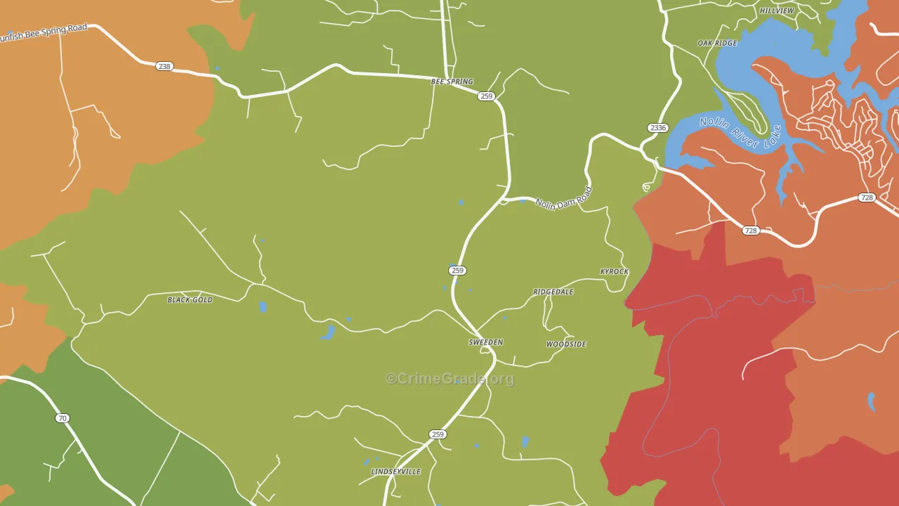 Sweeden, KY Map of Robbery Rates