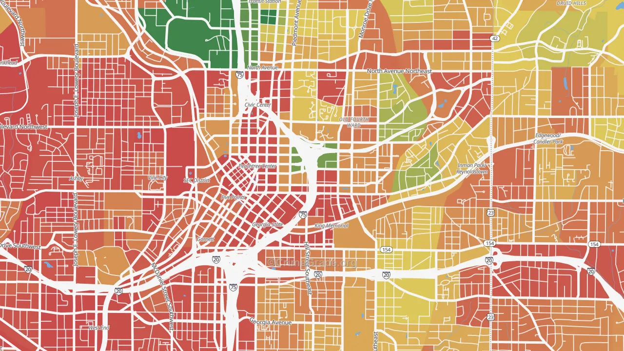 Sweet Auburn, Atlanta, GA Map of Robbery Rates
