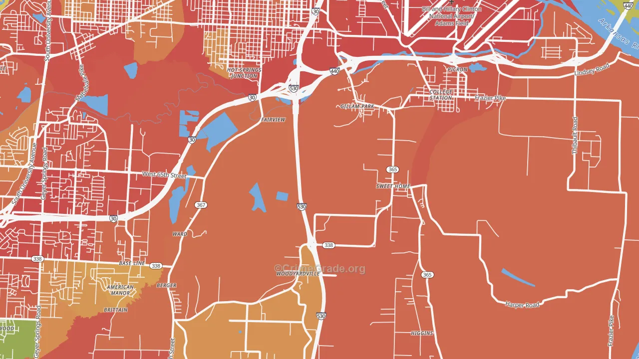 Sweet Home, AR Map of Robbery Rates