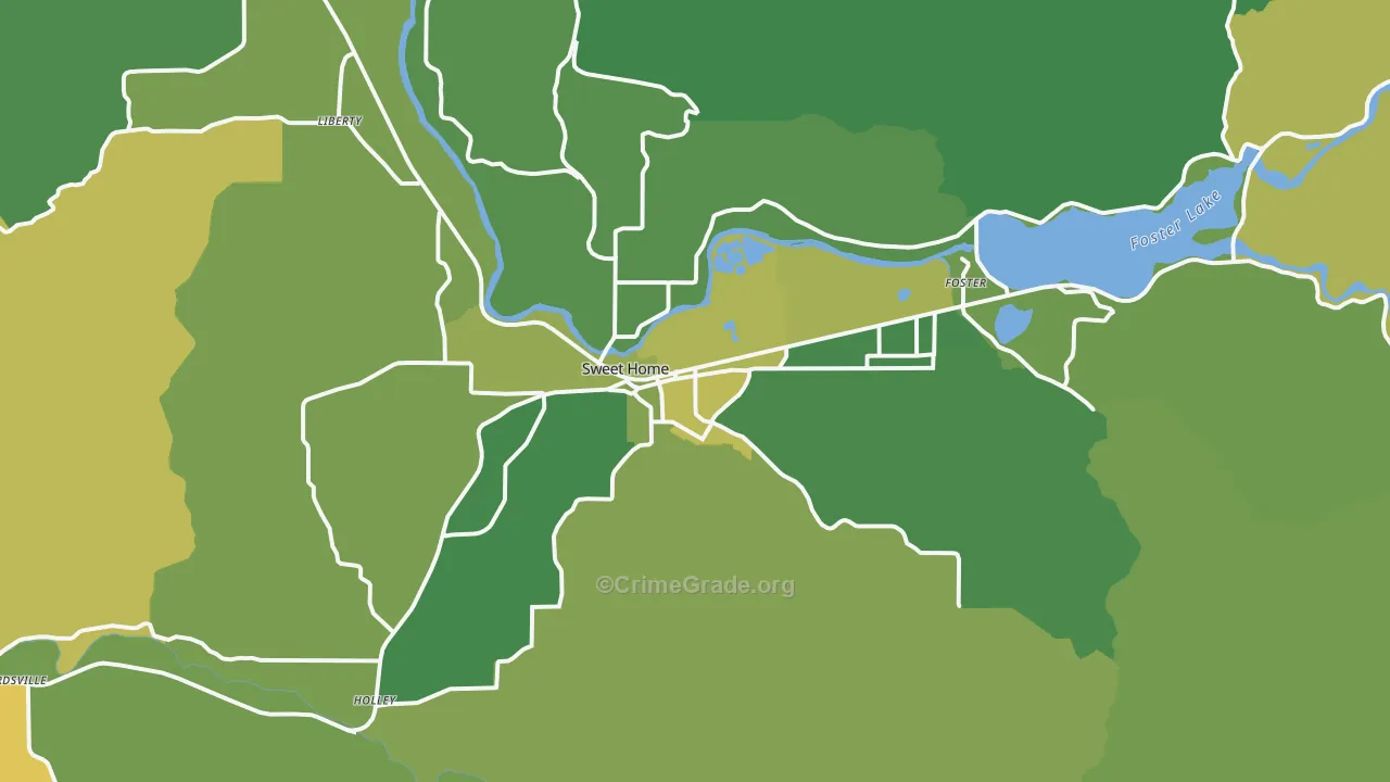 Sweet Home, OR Map of Robbery Rates