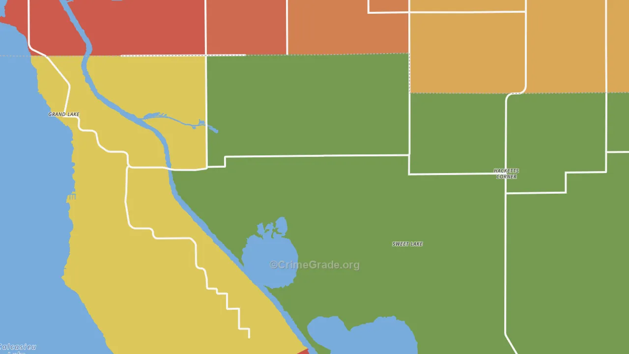 Sweet Lake, LA Map of Robbery Rates