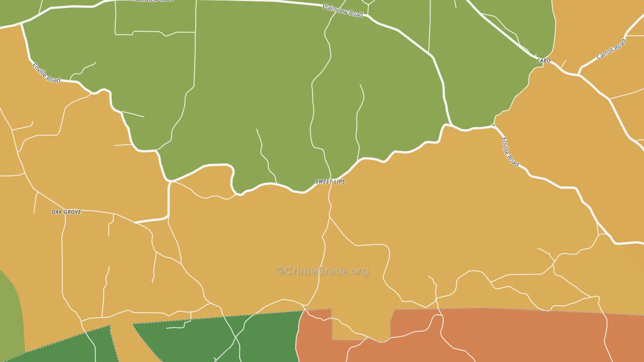 Sweet Lips, TN Map of Robbery Rates