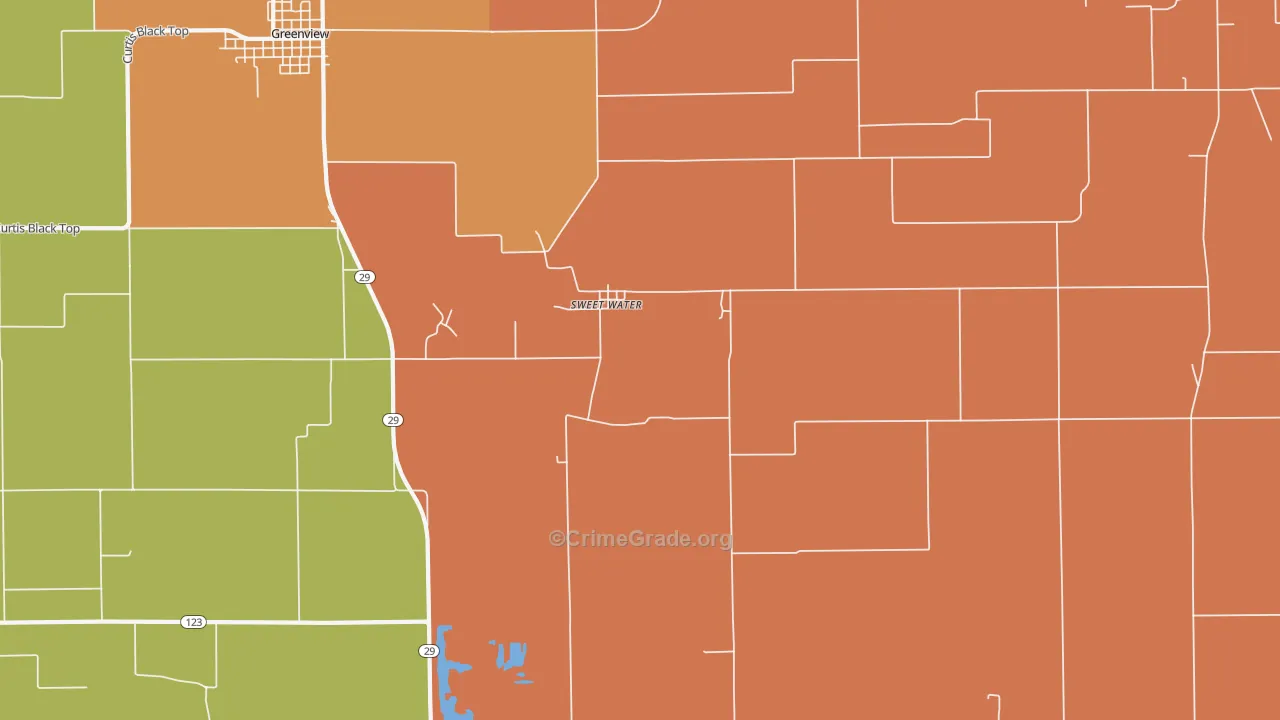 Sweet Water, IL Map of Robbery Rates