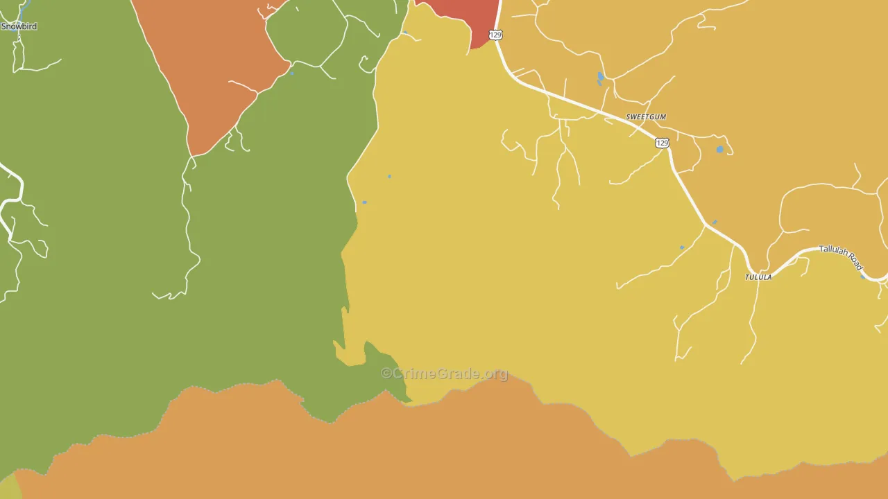 Sweetgum, NC Map of Robbery Rates