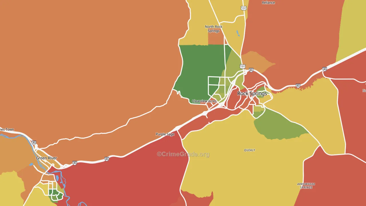 Sweetwater County, WY Map of Robbery Rates