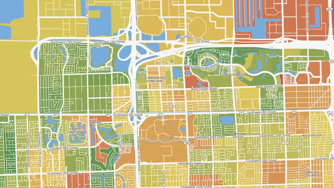 Sweetwater, FL Map of Robbery Rates