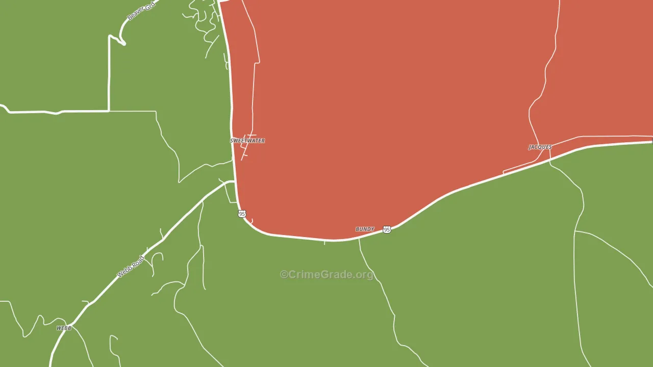 Sweetwater, ID Map of Robbery Rates