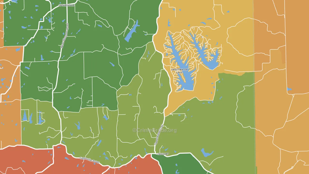 Sweetwater Lake, IN Map of Robbery Rates