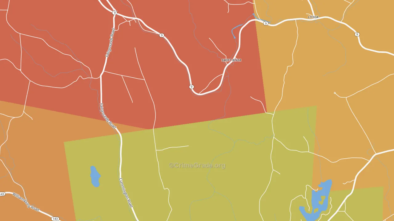 Swift River, MA Map of Robbery Rates