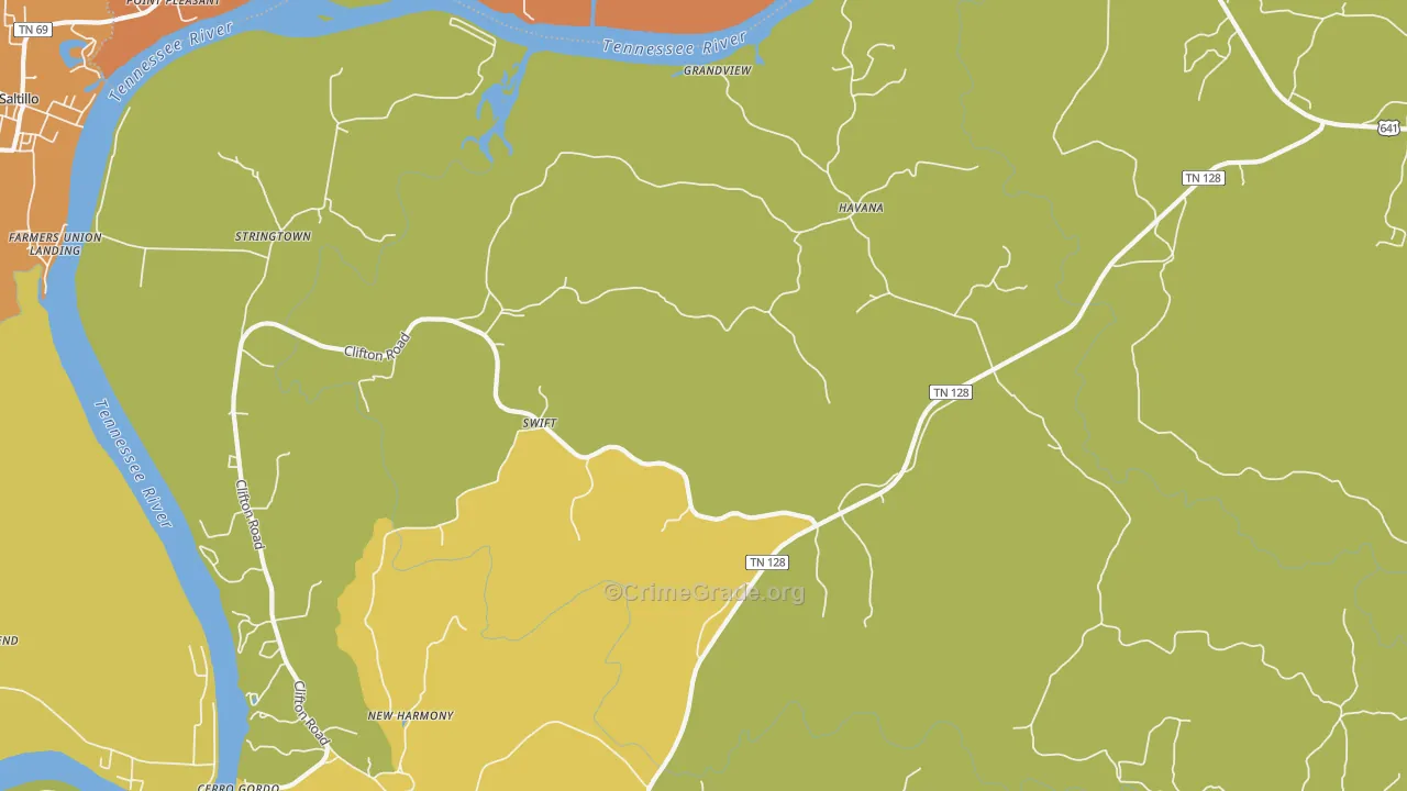 Swift, TN Map of Robbery Rates