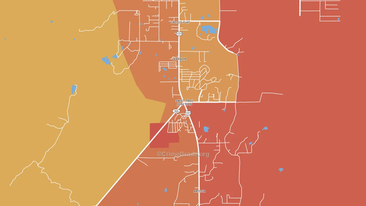 Swift Trail Junction, AZ Map of Robbery Rates