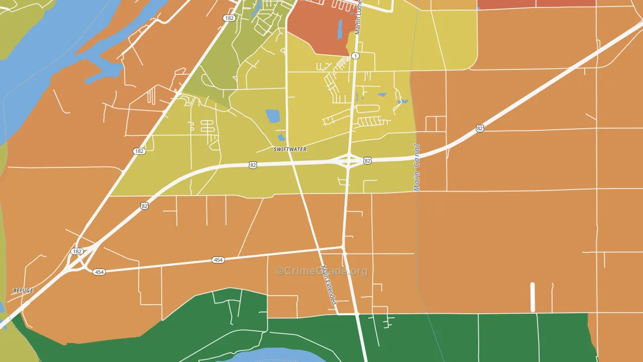 Swiftwater, MS Map of Robbery Rates