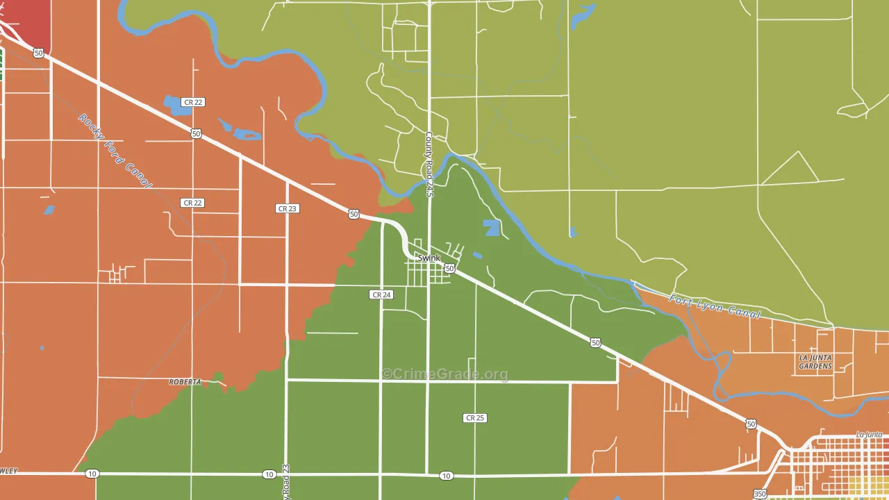 Swink, CO Map of Robbery Rates