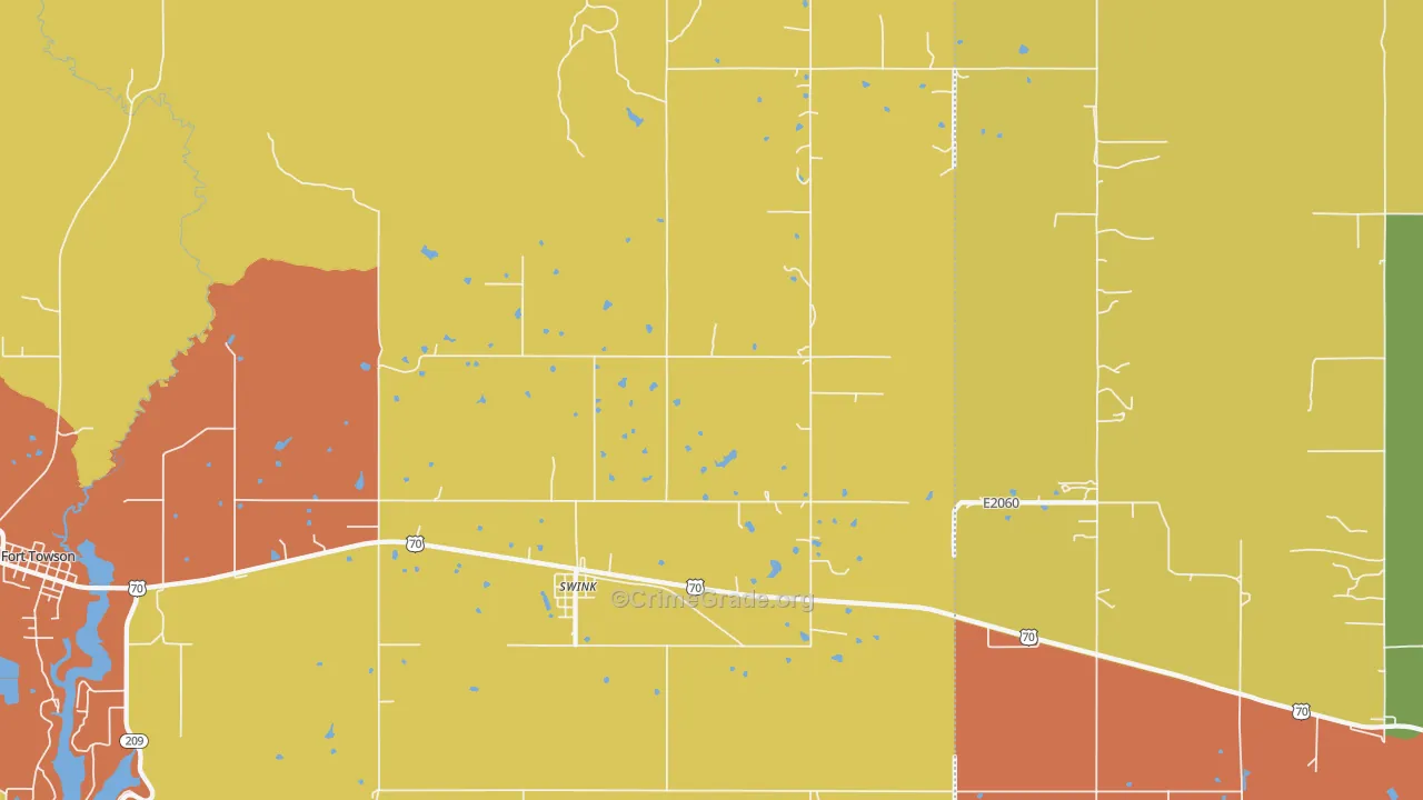 Swink, OK Map of Robbery Rates