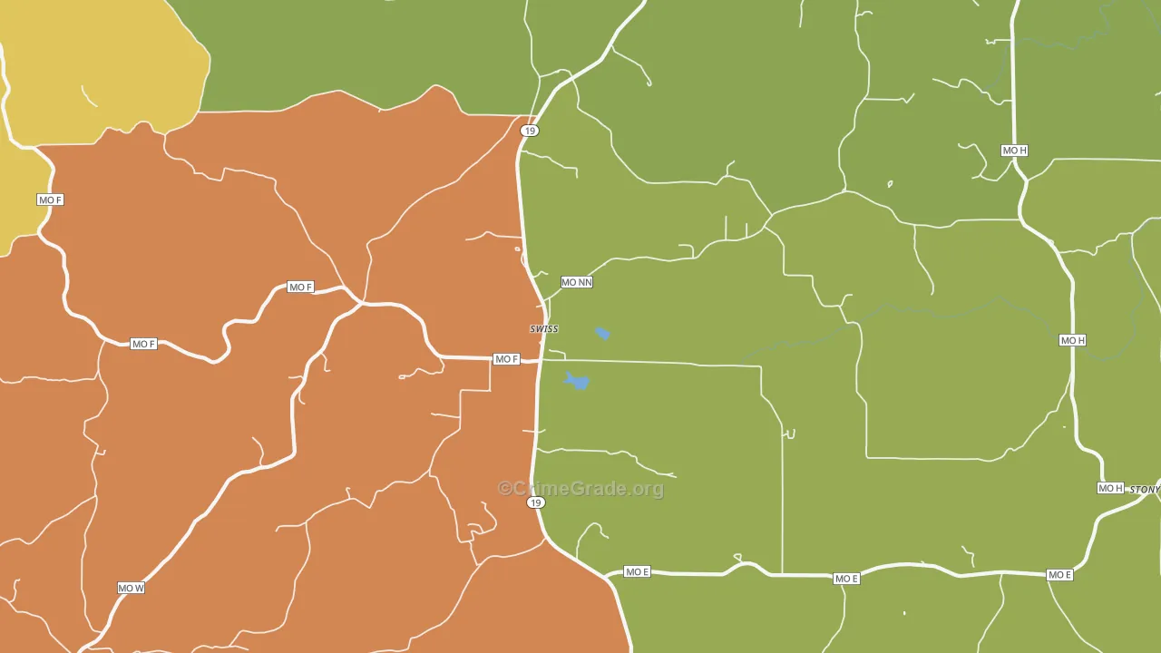 Swiss, MO Map of Robbery Rates