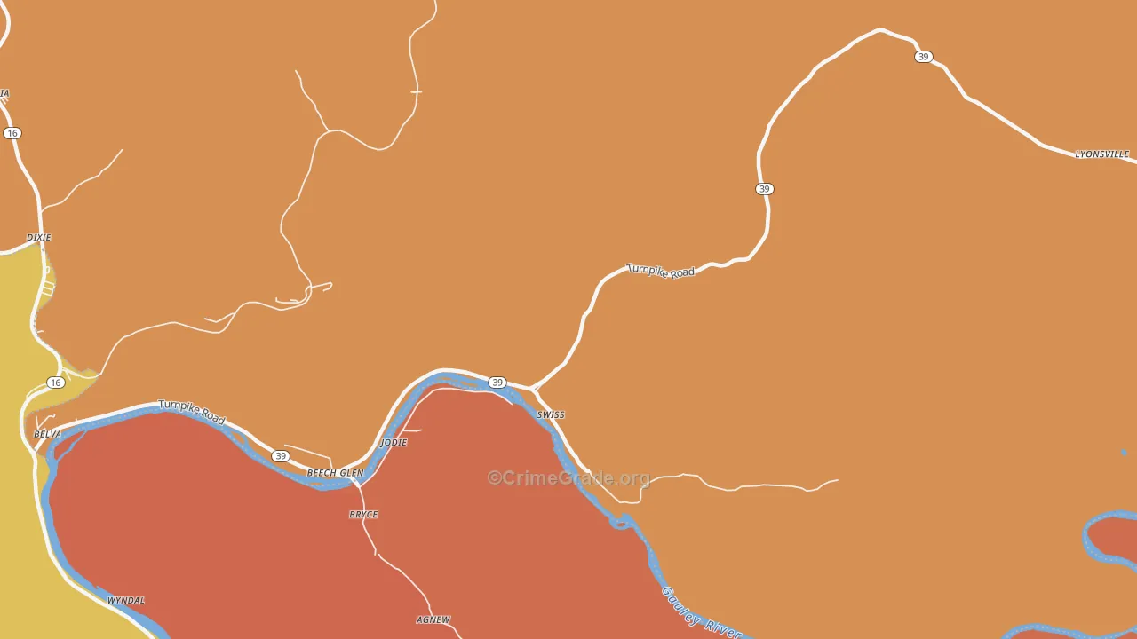 Swiss, WV Map of Robbery Rates