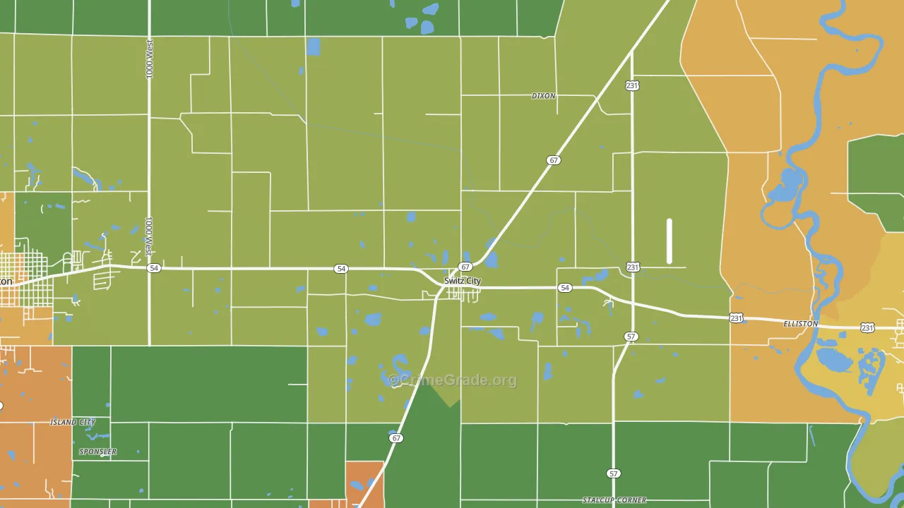 Switz City, IN Map of Robbery Rates