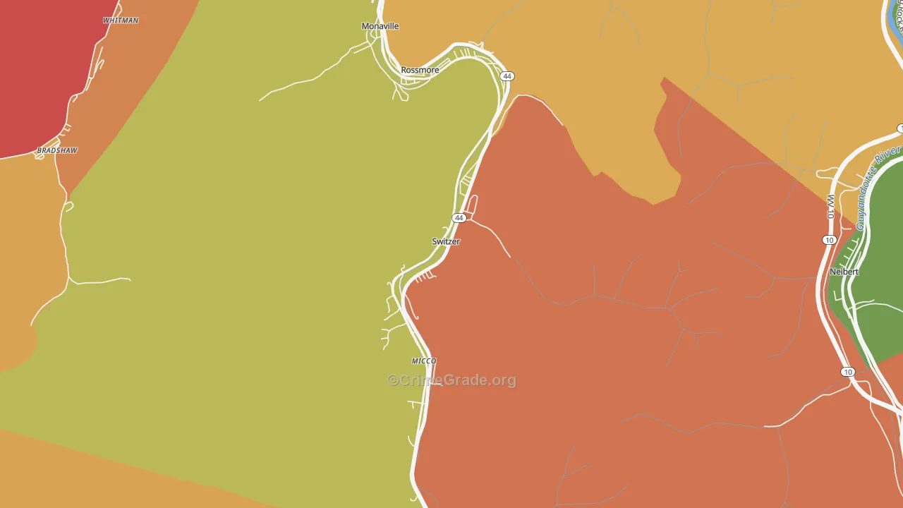 Switzer, WV Map of Robbery Rates