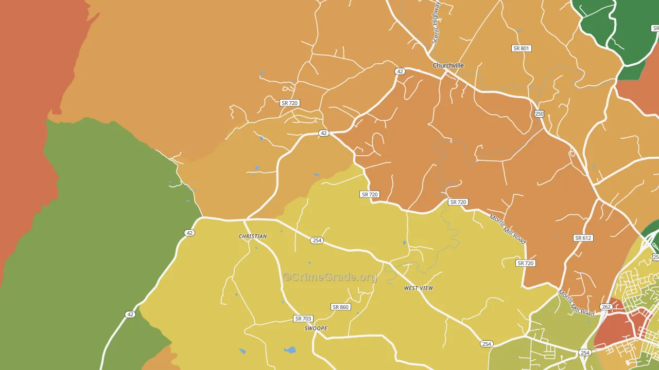 Swoope, VA Map of Robbery Rates
