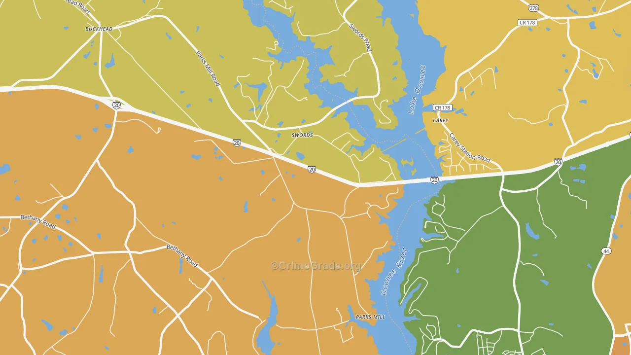 Swords, GA Map of Robbery Rates