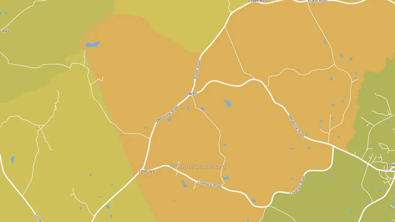 Sybert, GA Map of Robbery Rates