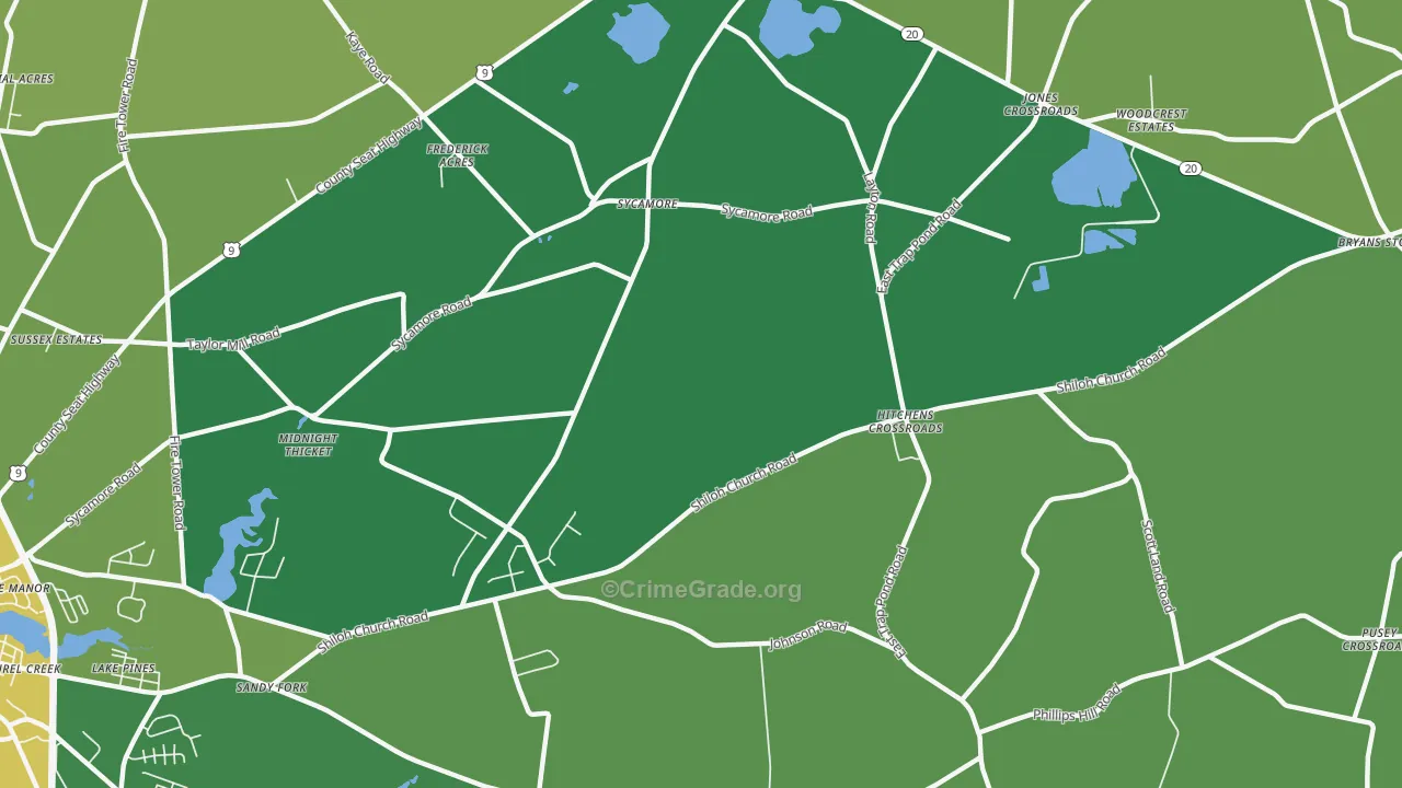 Sycamore, DE Map of Robbery Rates