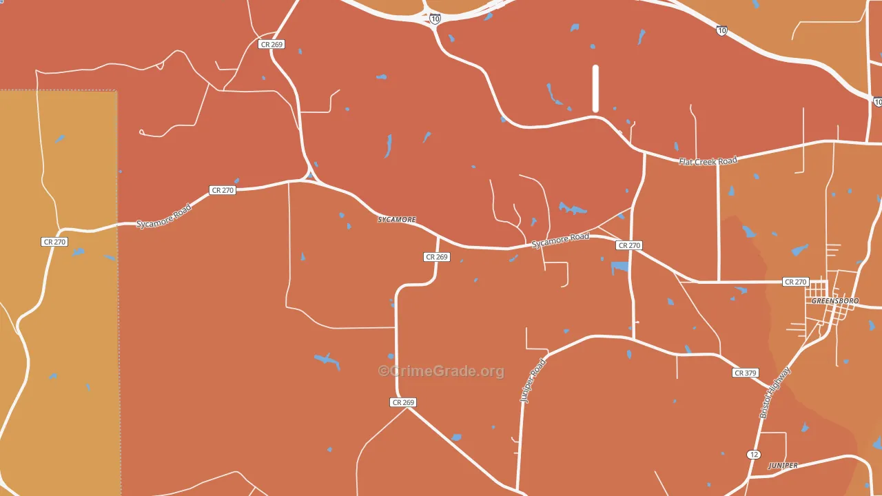 Sycamore, FL Map of Robbery Rates